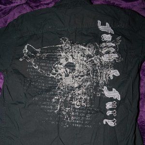 Guess mens button up Faith & Fury skull shirt